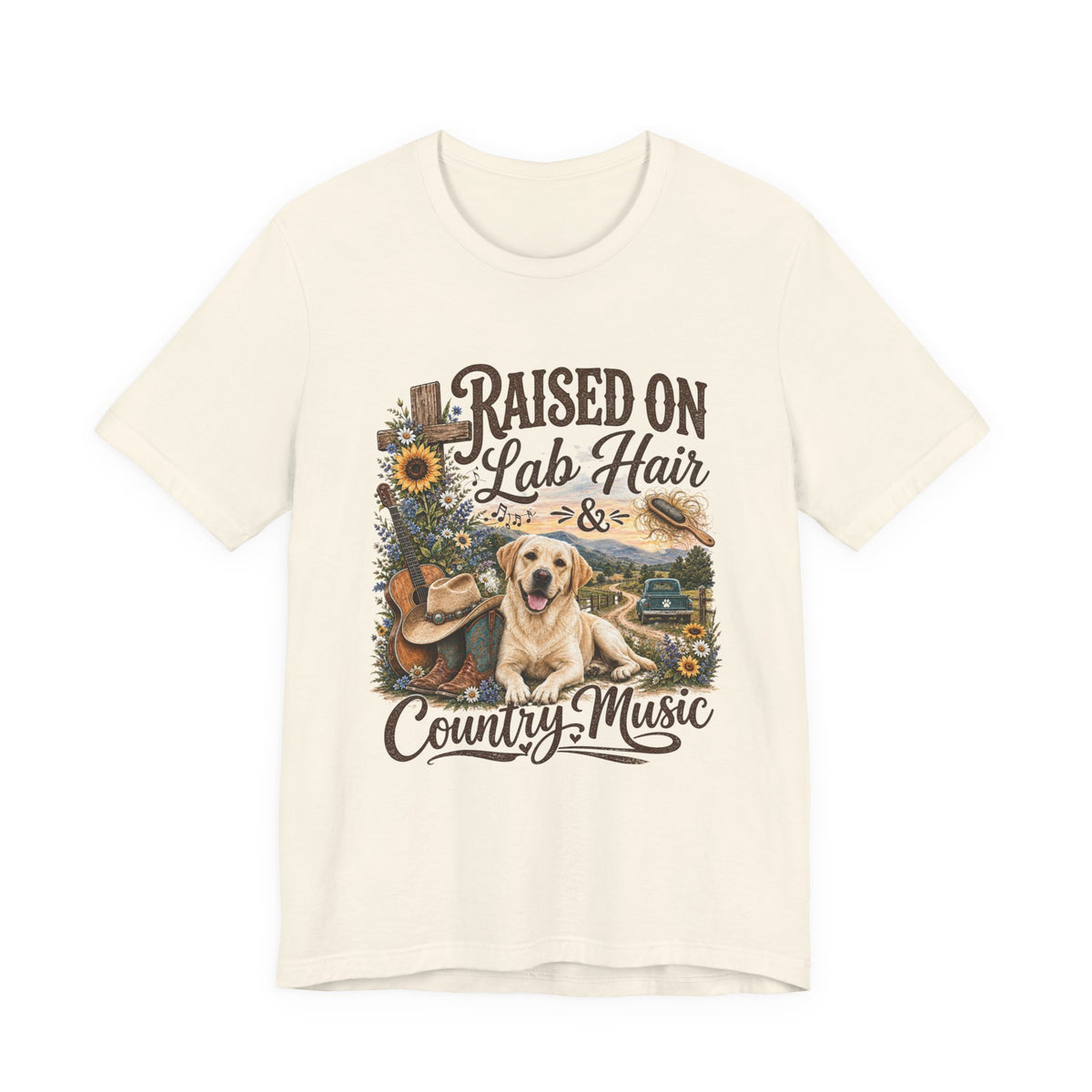 Raised on Lab Hair & Country Music T-Shirts — Labrador & Country Lifestyle Tee