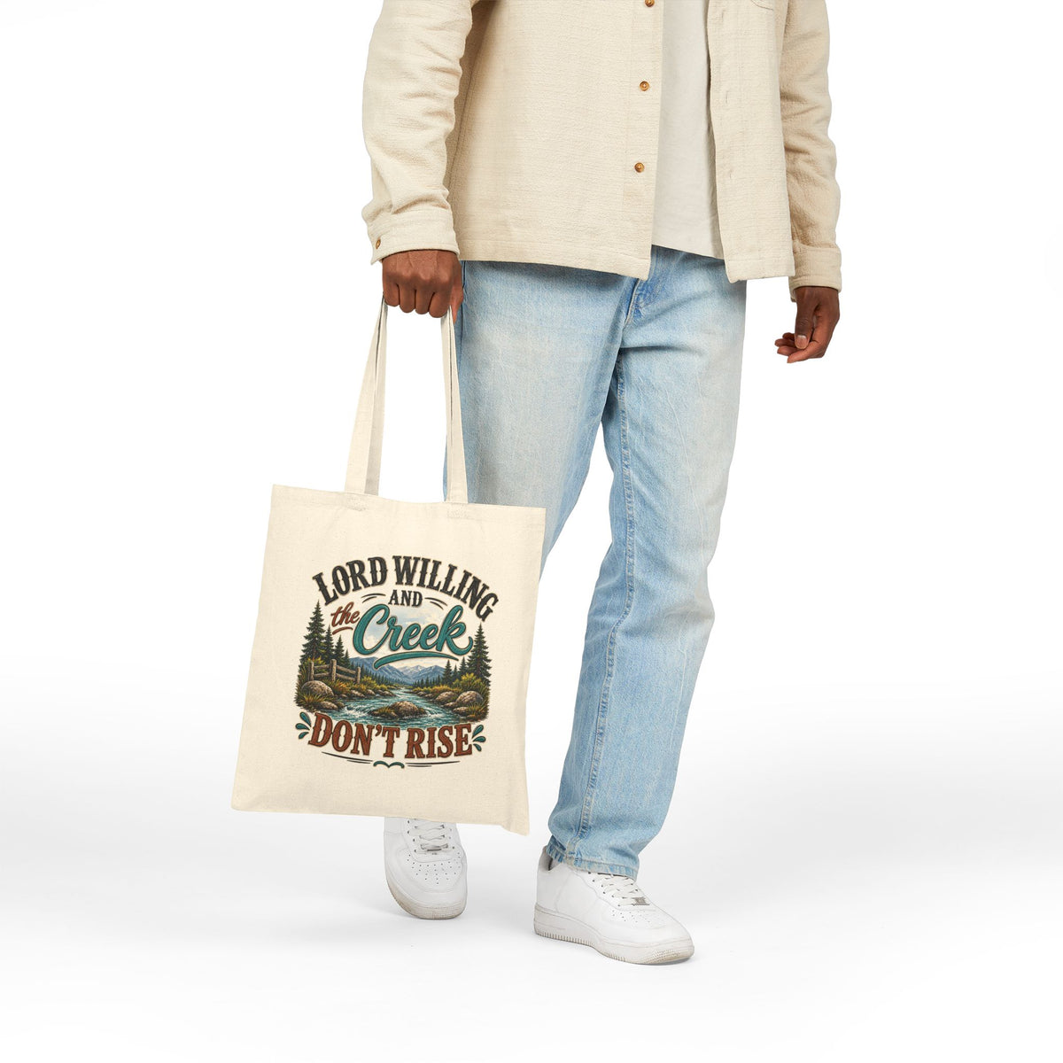 Lord Willing and the Creek Dont Rise TotesBag, Southern Saying Tote, Country Gift, Rustic Farmhouse Bag, Country Lover Gift