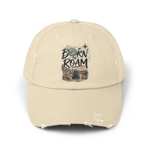 Born to Roam Cap | Distressed Baseball hat, Adventure Travel Graphic
