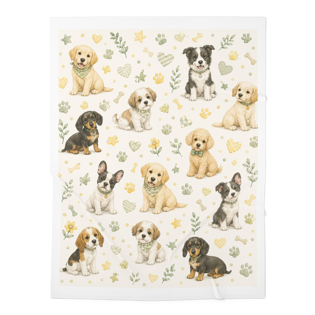 Cute Puppy Pattern Baby Swaddle Blanket | Pink Floral Puppy Print