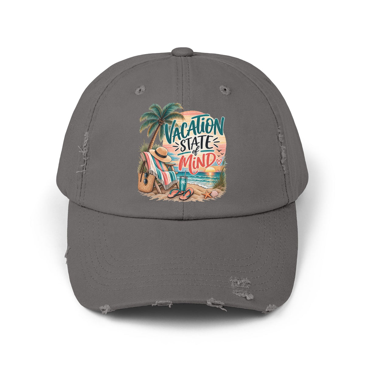 Vacation State of Mind Cap  Beach Palm tree Sunset Hat