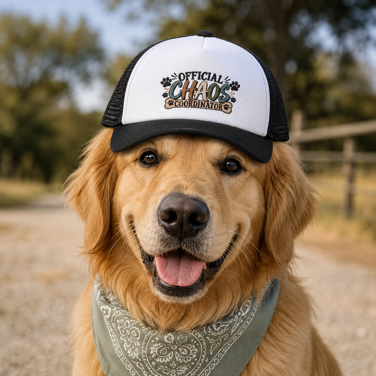 Official Chaos Coordinator Dog Foam Trucker Hat | Paw Print Pet Lover Cap