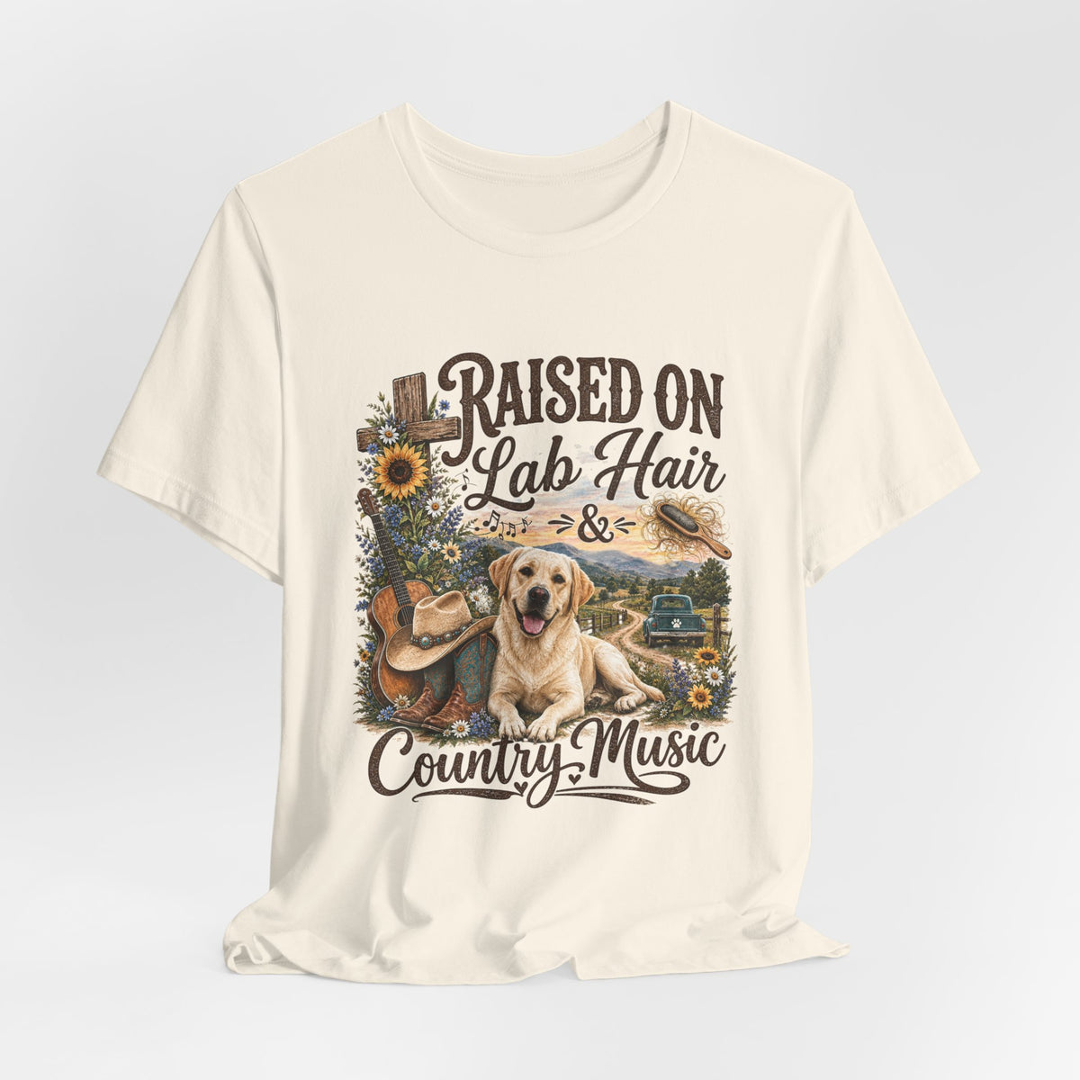 Raised on Lab Hair & Country Music T-Shirts — Labrador & Country Lifestyle Tee