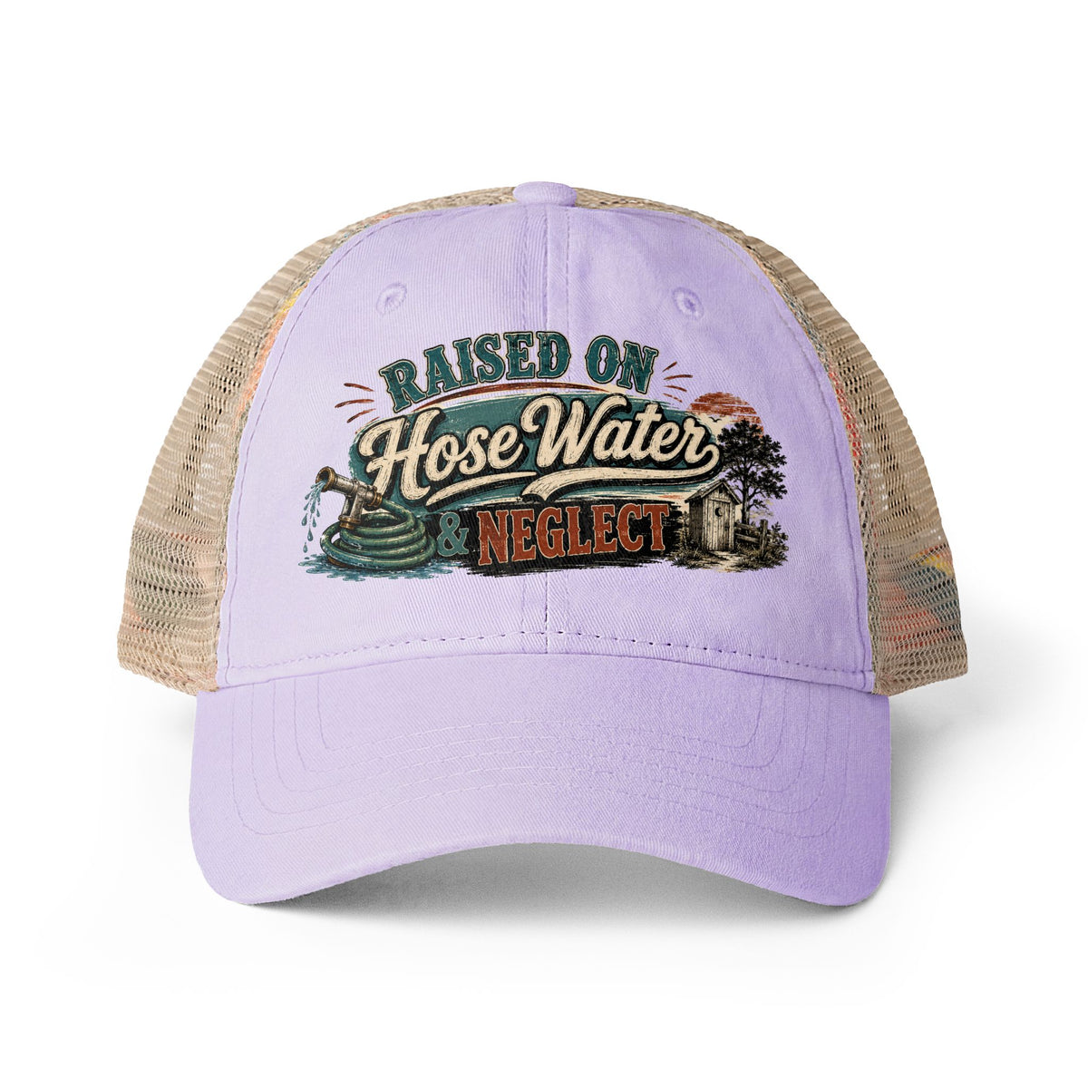 Raised on Hose Water & Neglect Trucker Hat, Funny Gen X Hat, 80s Kid Nostalgia Cap, Retro Country Hat, Gen X Gifts