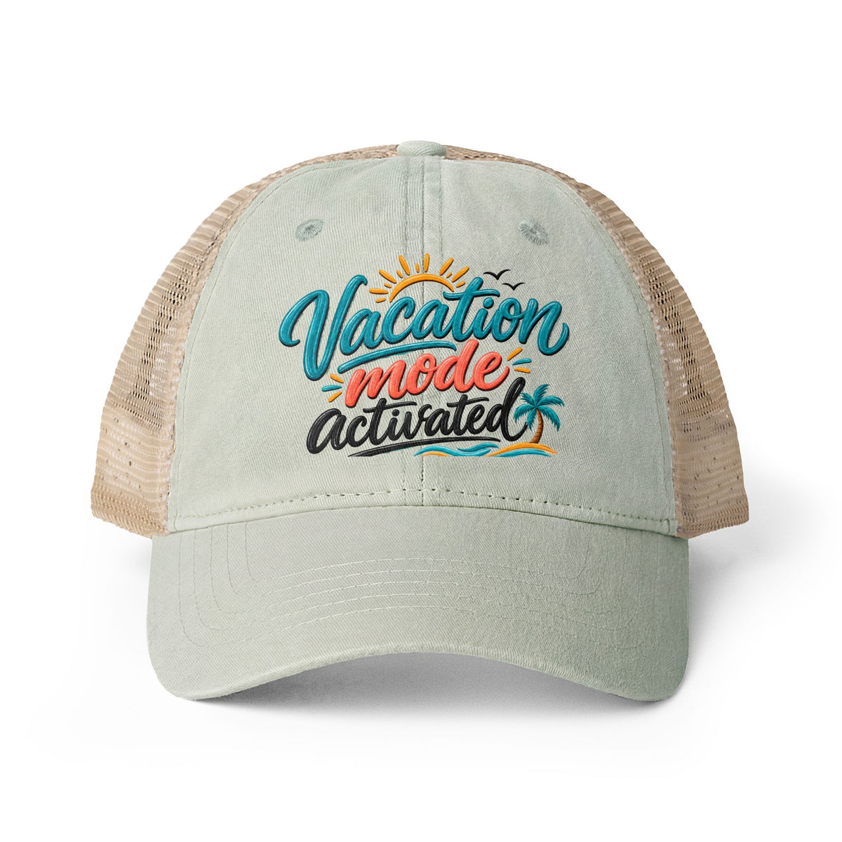 Vacation Mode Activated Trucker hat, Beach Vacation Hat for Women, Cruise Hat, Girls Trip Hat, Tropical Travel Cap, Summer Vacation Gift