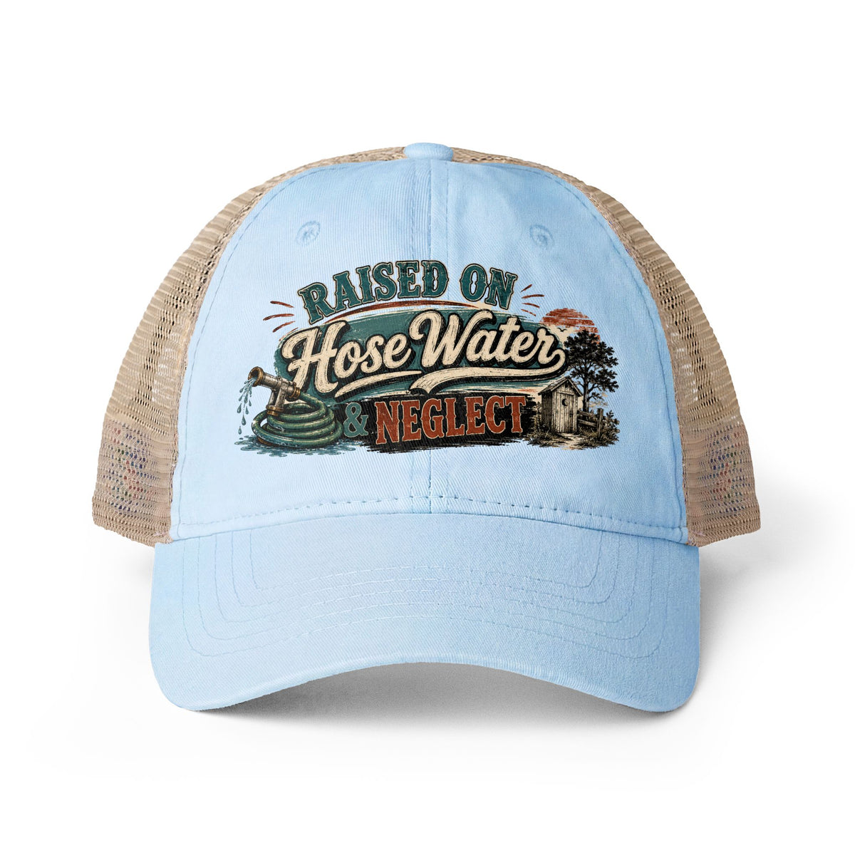 Raised on Hose Water & Neglect Trucker Hat, Funny Gen X Hat, 80s Kid Nostalgia Cap, Retro Country Hat, Gen X Gifts