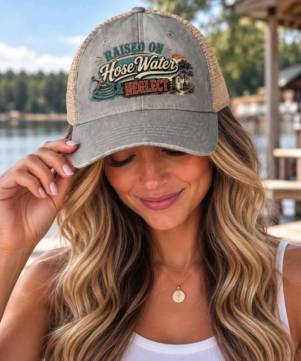 Raised on Hose Water & Neglect Trucker Hat, Funny Gen X Hat, 80s Kid Nostalgia Cap, Retro Country Hat, Gen X Gifts