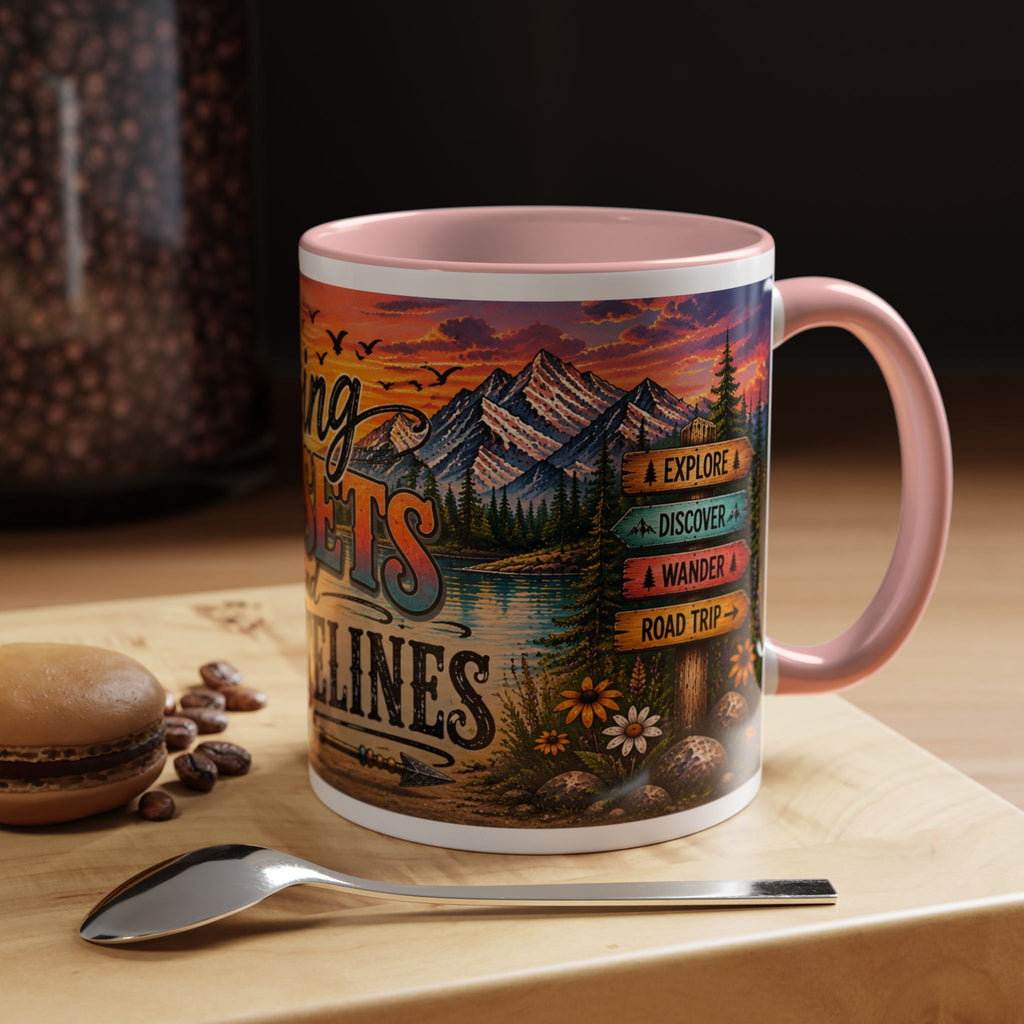 Chasing Sunsets and Statelines Coffee Mug  Scenic Mountain Sunset Mug