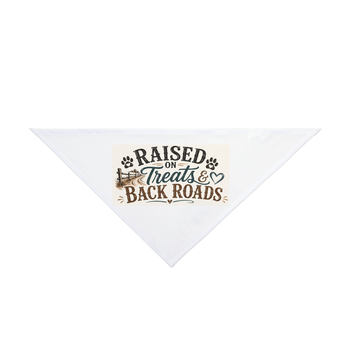 Pet Bandana — "Raised on Treats & Back Roads" Rustic Country Dog Bandana