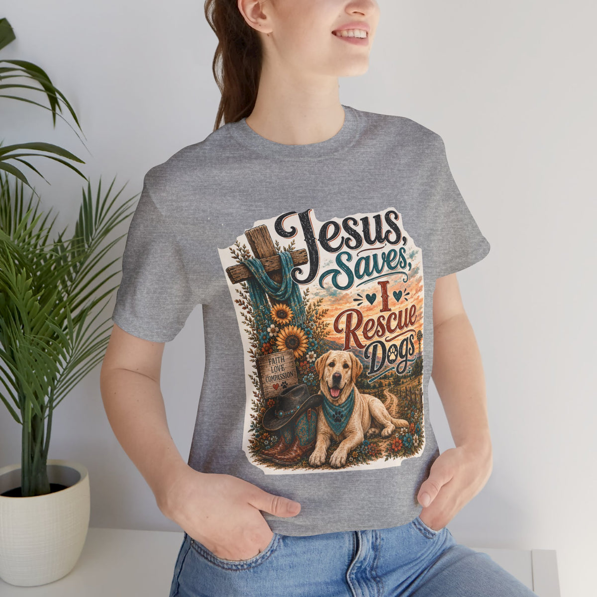 Jesus Saves Rescue Dogs T-Shirt | Christian Faith, Puppy Rescue Design