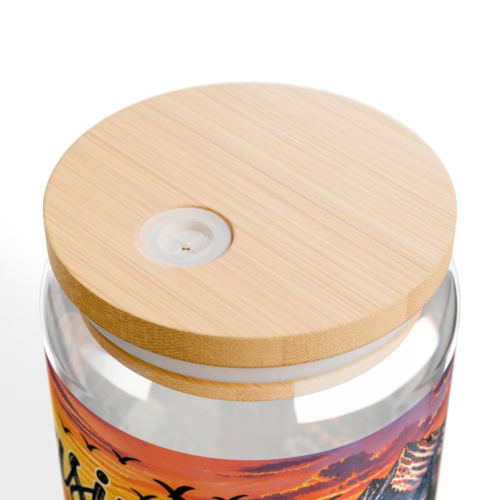 Chasing Sunsets and State Lines Sipper Glass  Travel Adventure Sunset Design