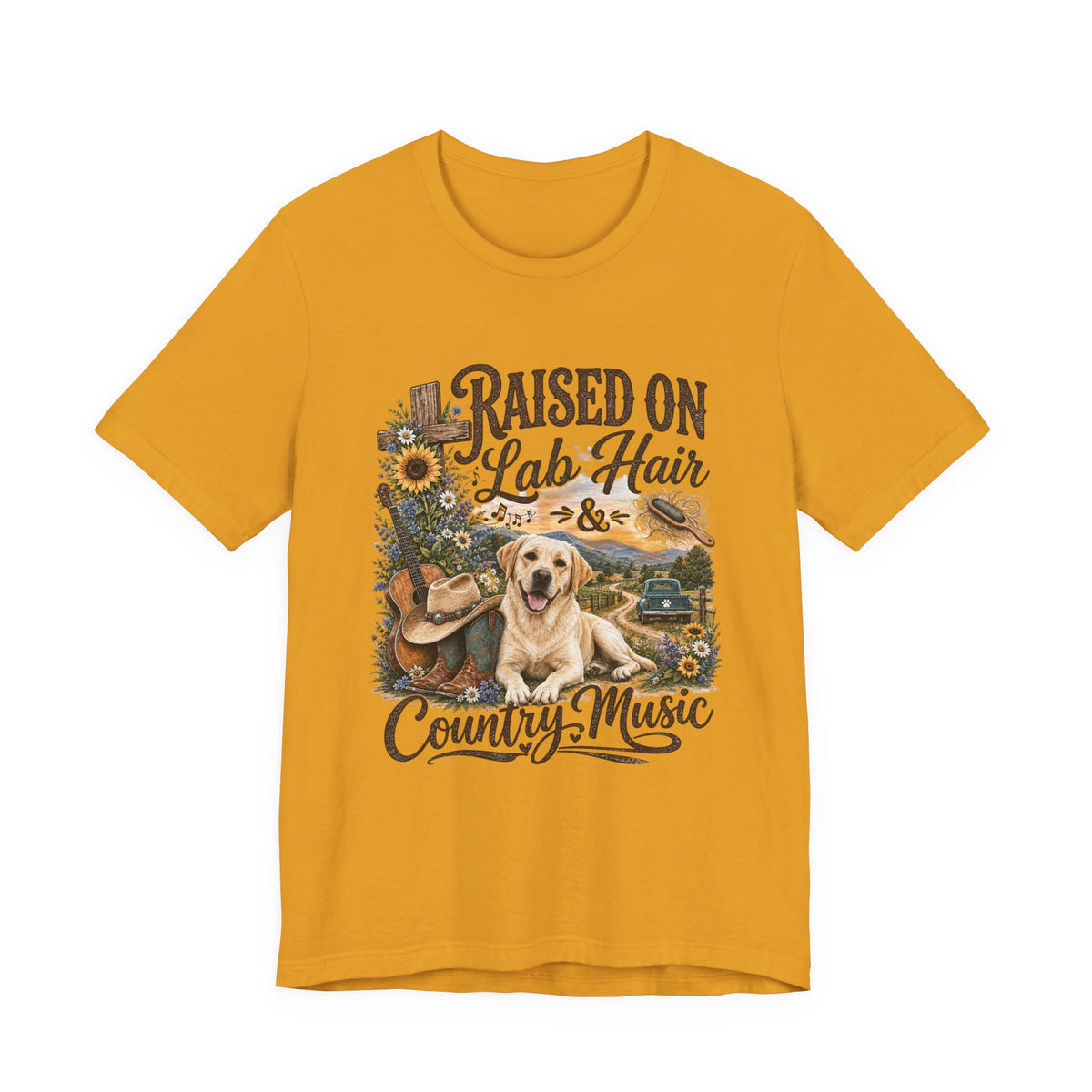 Raised on Lab Hair & Country Music T-Shirts — Labrador & Country Lifestyle Tee