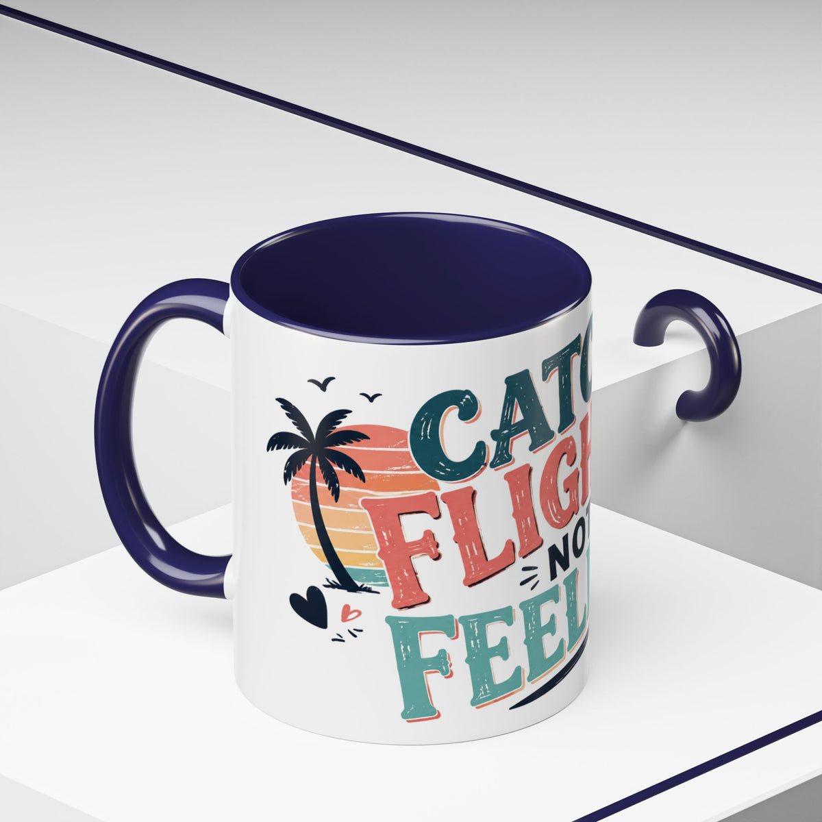 Catch Flights Not Feelings Coffee Mug, Funny Travel Mug for Women, Girls Trip Gift, Vacation Lover Cup, Frequent Flyer Gift