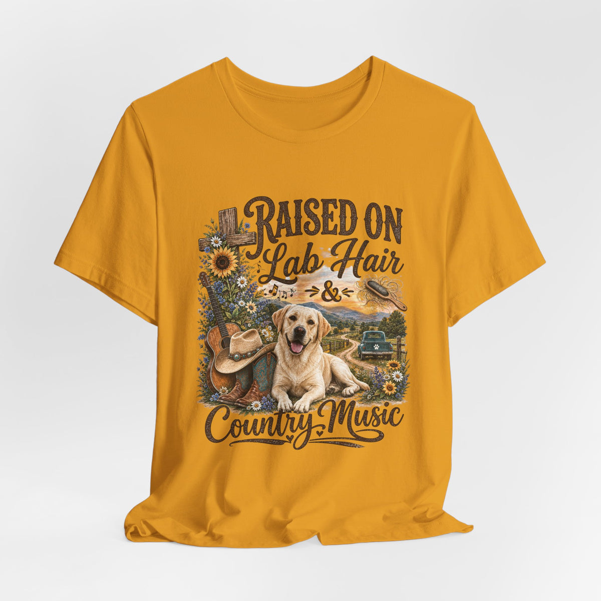 Raised on Lab Hair & Country Music T-Shirts — Labrador & Country Lifestyle Tee