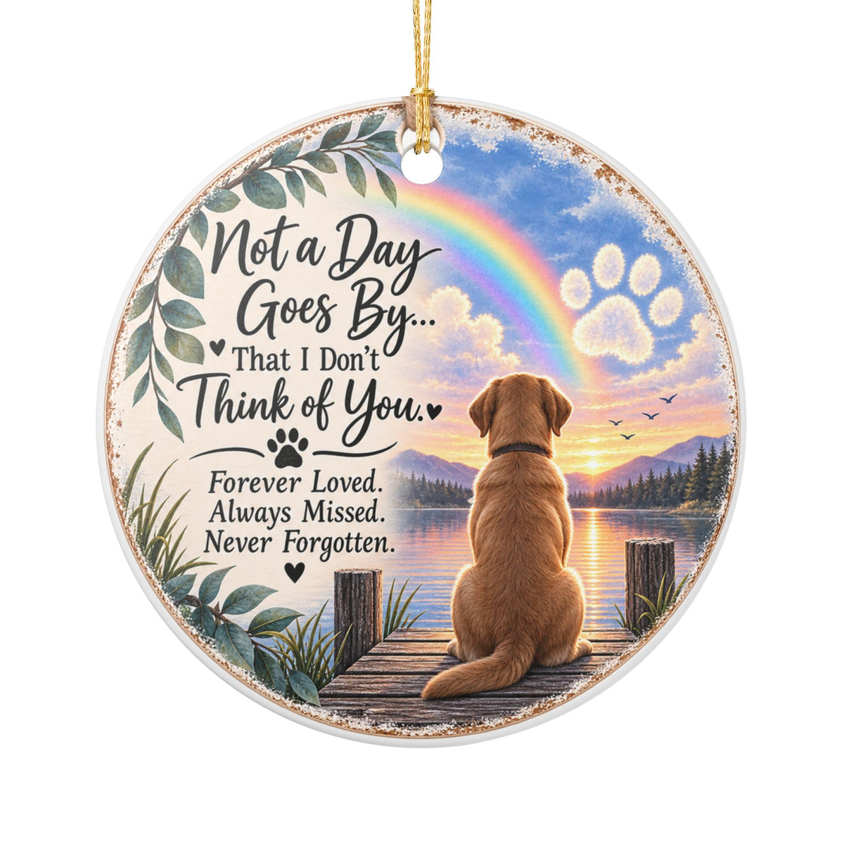 Dog Memorial Ornament, Pet Loss Sympathy Gift, Rainbow Bridge Ornament, Dog Remembrance Keepsake, Loss of Dog Memorial Gifts