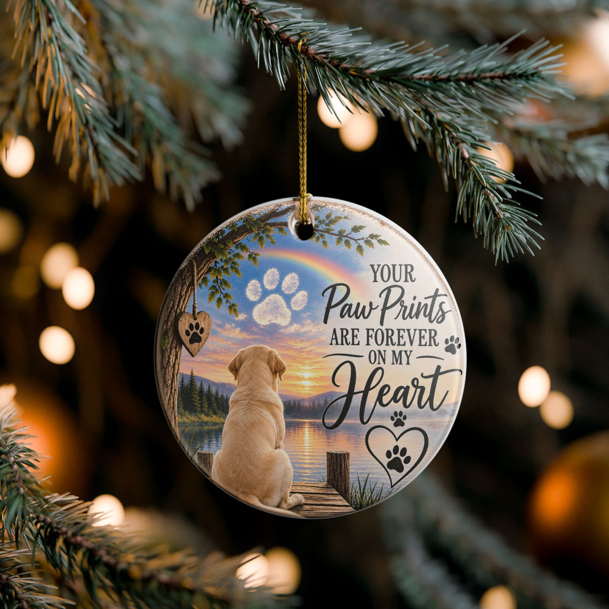 Dog Memorial Ornaments, Labrador Memorial Gift, Pet Loss Sympathy Gift, Rainbow Bridge Ornament, Loss of Dog Remembrance Keepsake