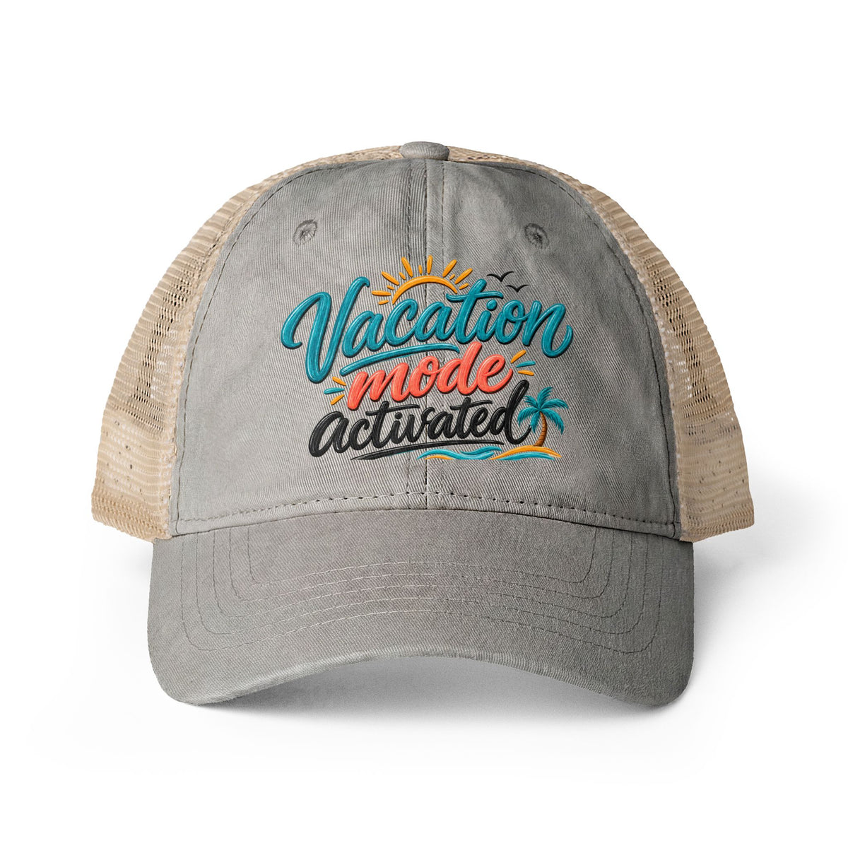 Vacation Mode Activated Trucker hat, Beach Vacation Hat for Women, Cruise Hat, Girls Trip Hat, Tropical Travel Cap, Summer Vacation Gift