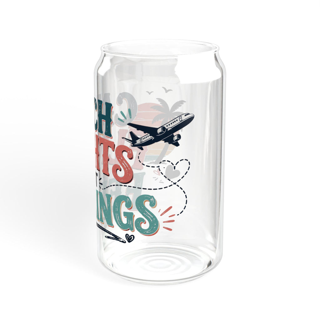 Catch Flights Not Feelings Glass Sipper Cup, travel Lover Tumbler, Girls Trip Cup, Vacation Glass Can, Cruise Gift for Women