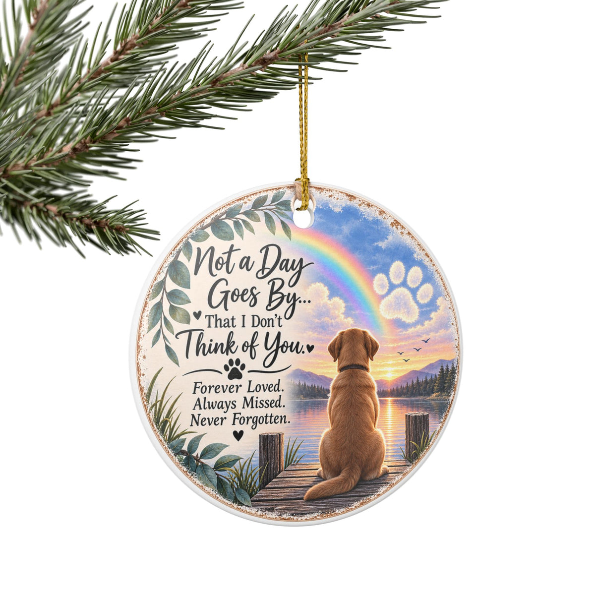 Dog Memorial Ornament, Pet Loss Sympathy Gift, Rainbow Bridge Ornament, Dog Remembrance Keepsake, Loss of Dog Memorial Gifts