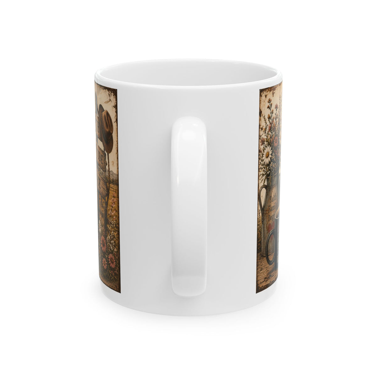 Inspirational Ceramic Mug – "Jesus, Dogs & Country Roads" Rustic Faith Dog Lover Gift (11oz/15oz)