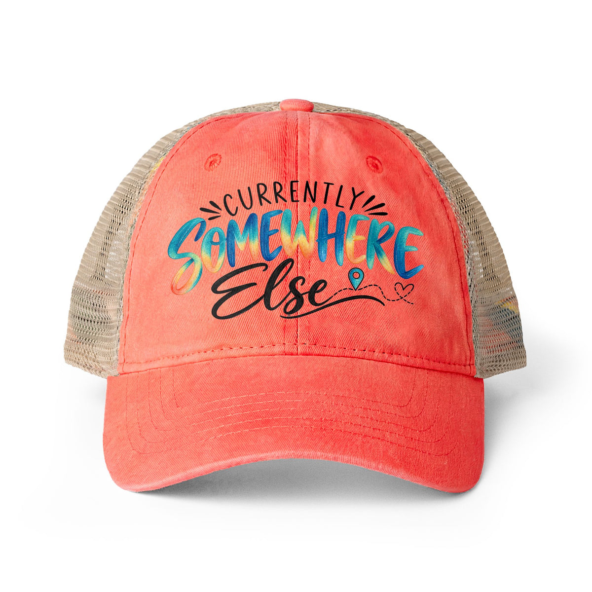 Currently Somewhere Else Trucker hat, Travel Hat for Women, Girls Trip Hat, Vacation Hat, Cruise Beach Cap, Frequent Traveler Gift