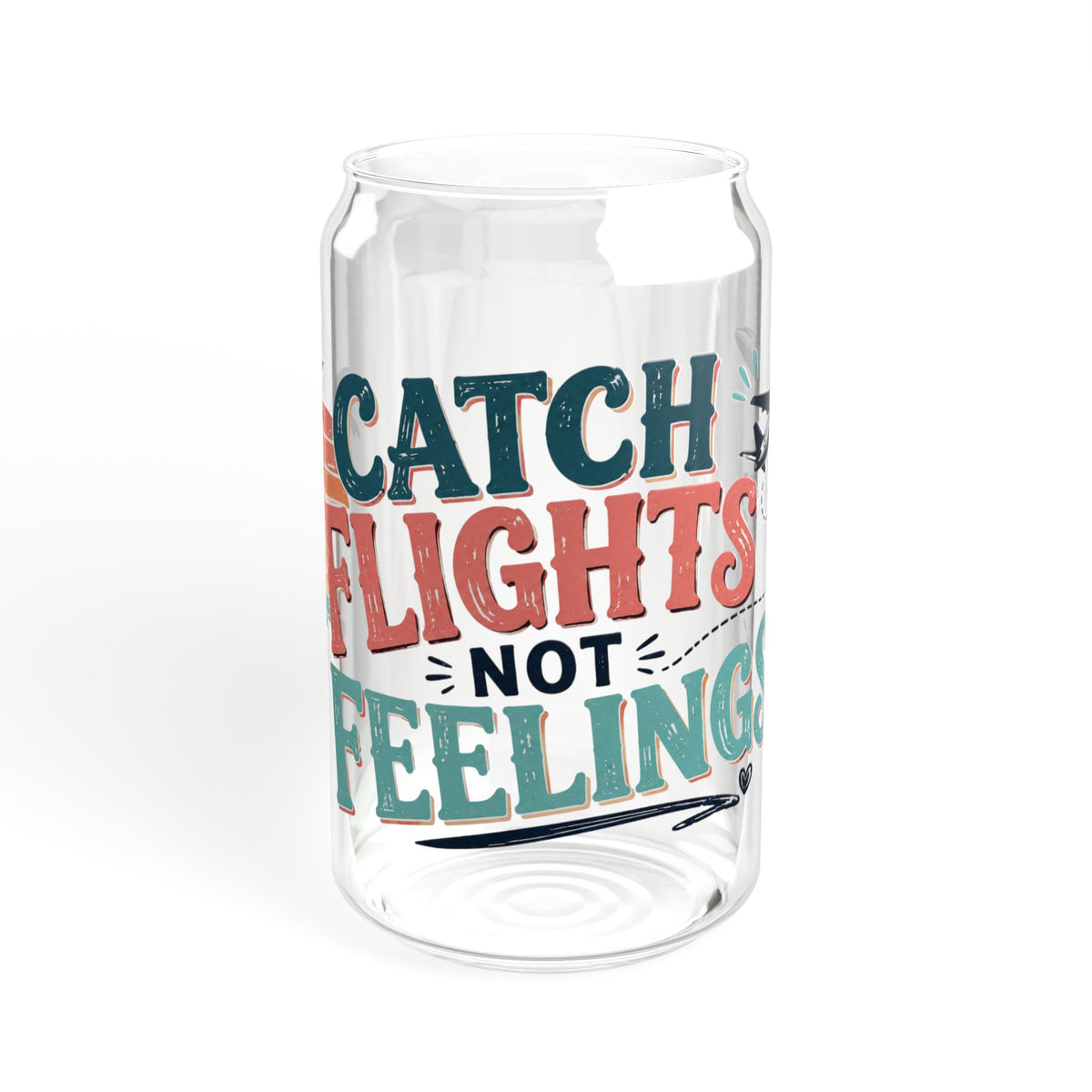 Catch Flights Not Feelings Glass Sipper Cup, travel Lover Tumbler, Girls Trip Cup, Vacation Glass Can, Cruise Gift for Women