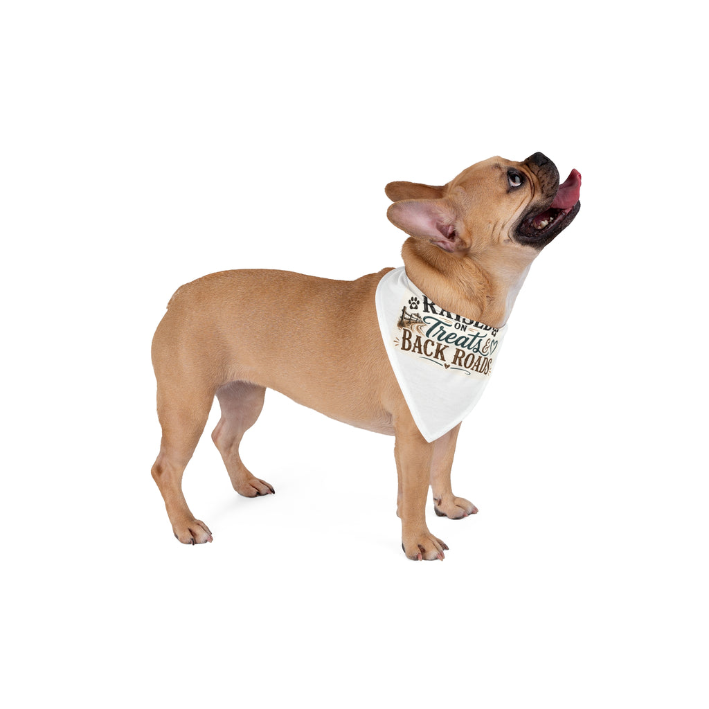 Pet Bandana — "Raised on Treats & Back Roads" Rustic Country Dog Bandana