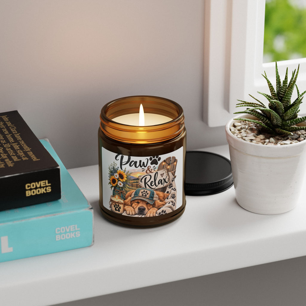 Soy Candle — "Paw & Relax" Dog Mom Gift, Funny Dog Lover Candle, Dog Lover Gift, Soy Candle for Dog Mom, Pet Parent Gift