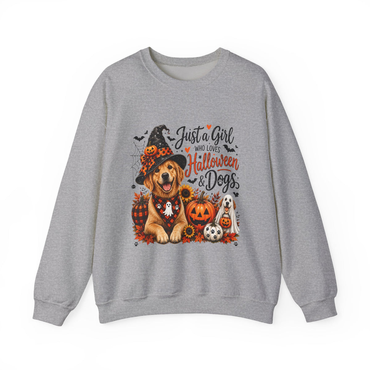 Halloween Dog Trucker SweatShirt, Just a Girl Who Loves Halloween and Dogs SweatShirt, Dog Mom Halloween Shirt,  Golden Retriever SweatShirts