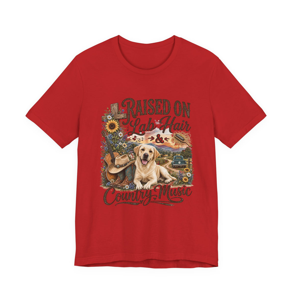 Raised on Lab Hair & Country Music T-Shirts — Labrador & Country Lifestyle Tee