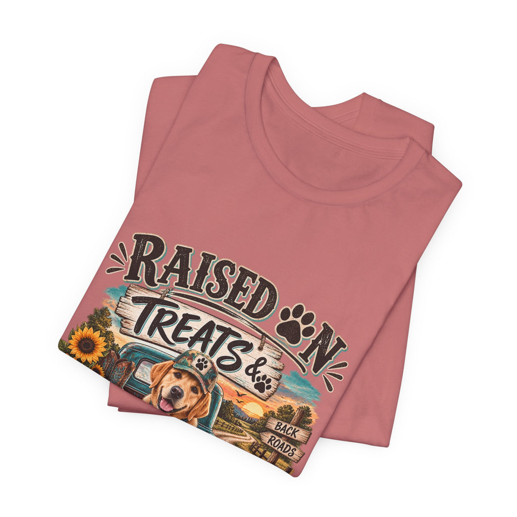 Raised on Treats and Back Road , Country Dog, Dog Lover, Funny Dog Shirt
