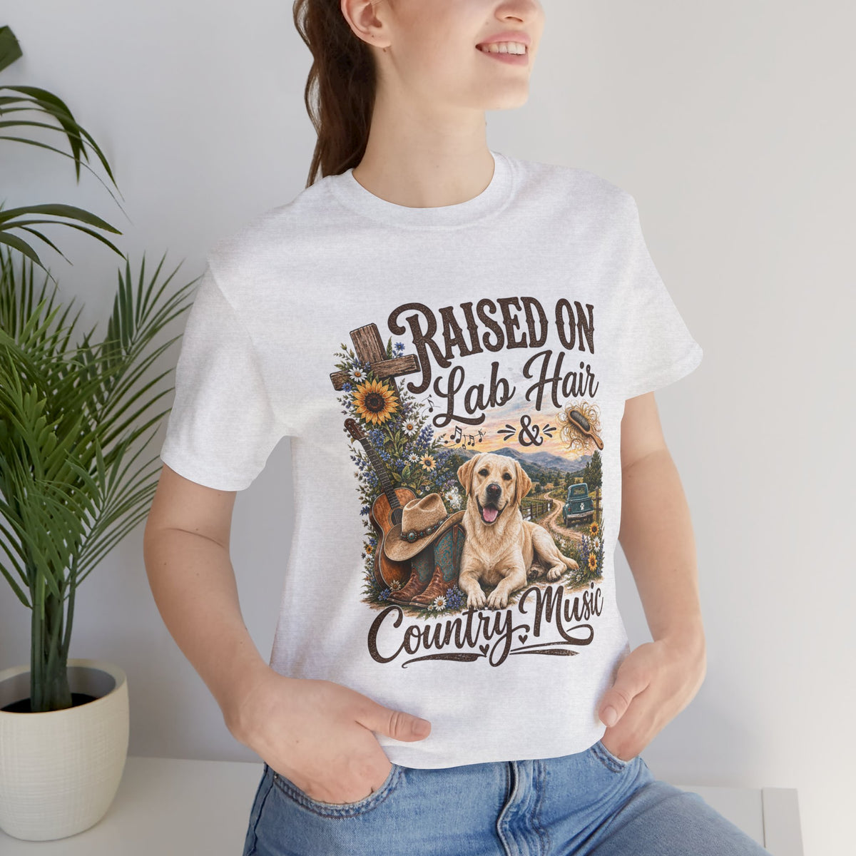 Raised on Lab Hair & Country Music T-Shirts — Labrador & Country Lifestyle Tee