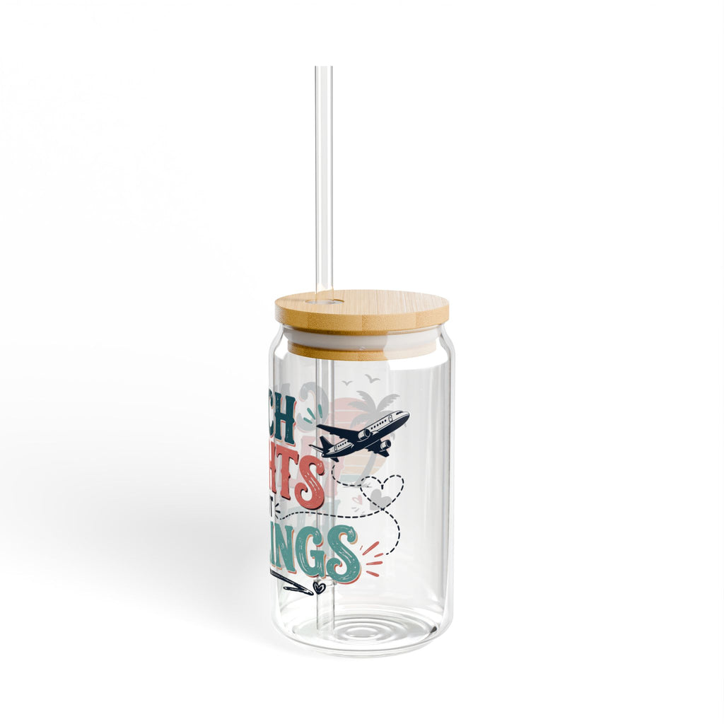 Catch Flights Not Feelings Glass Sipper Cup, travel Lover Tumbler, Girls Trip Cup, Vacation Glass Can, Cruise Gift for Women