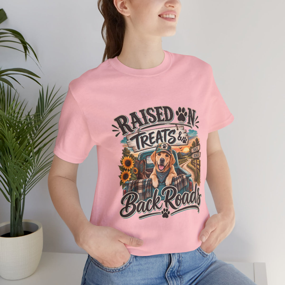 Raised on Treats and Back Road , Country Dog, Dog Lover, Funny Dog Shirt