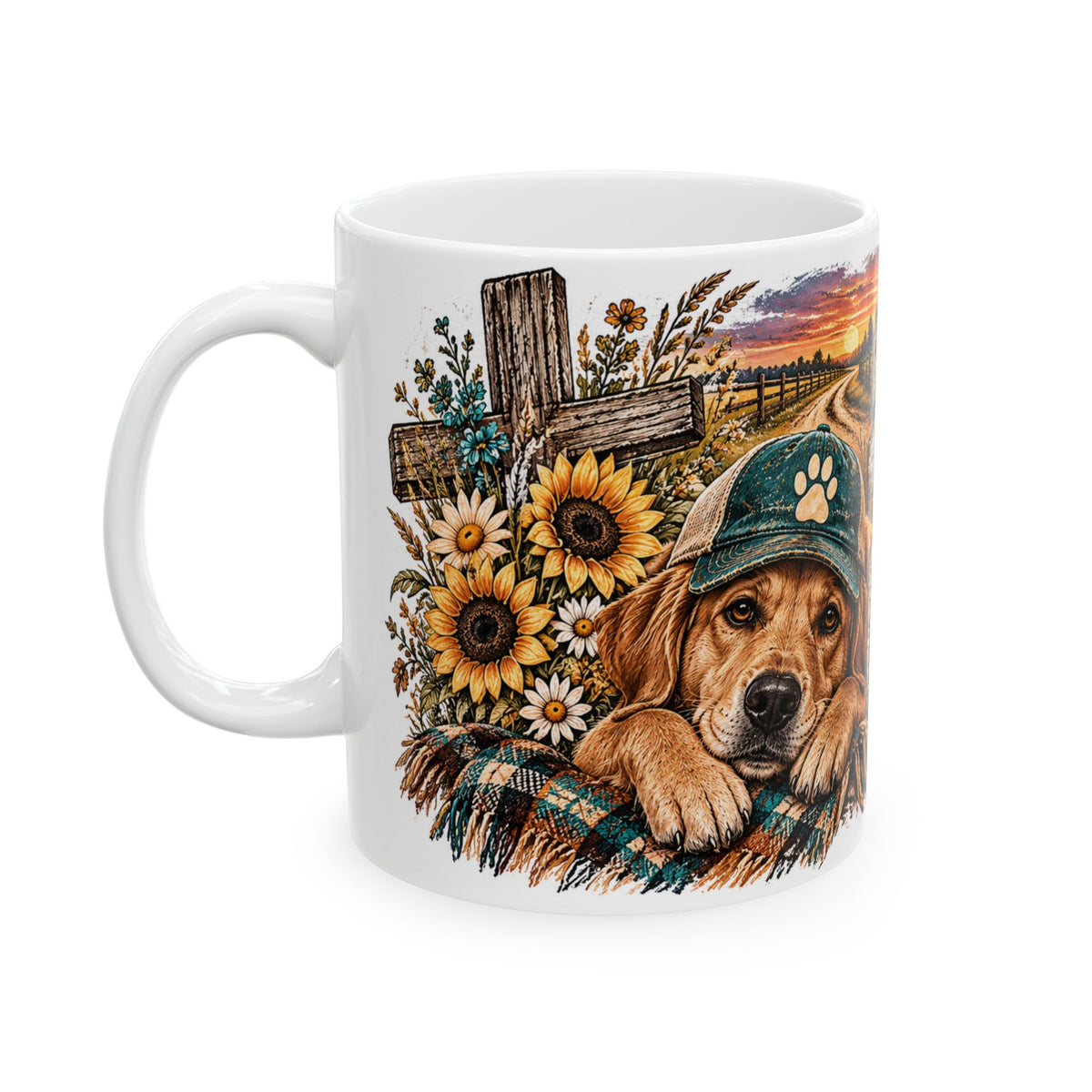 Jesus, Dogs & Country Ceramic Mug — Faithful Farmhouse Coffee Cup (11oz & 15oz)