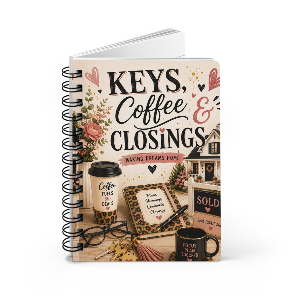 Real Estate Agent Journal Keys Coffee & Closings Notebook, Real Estate Gift for Women, Closing Planner, Agent Office Gift