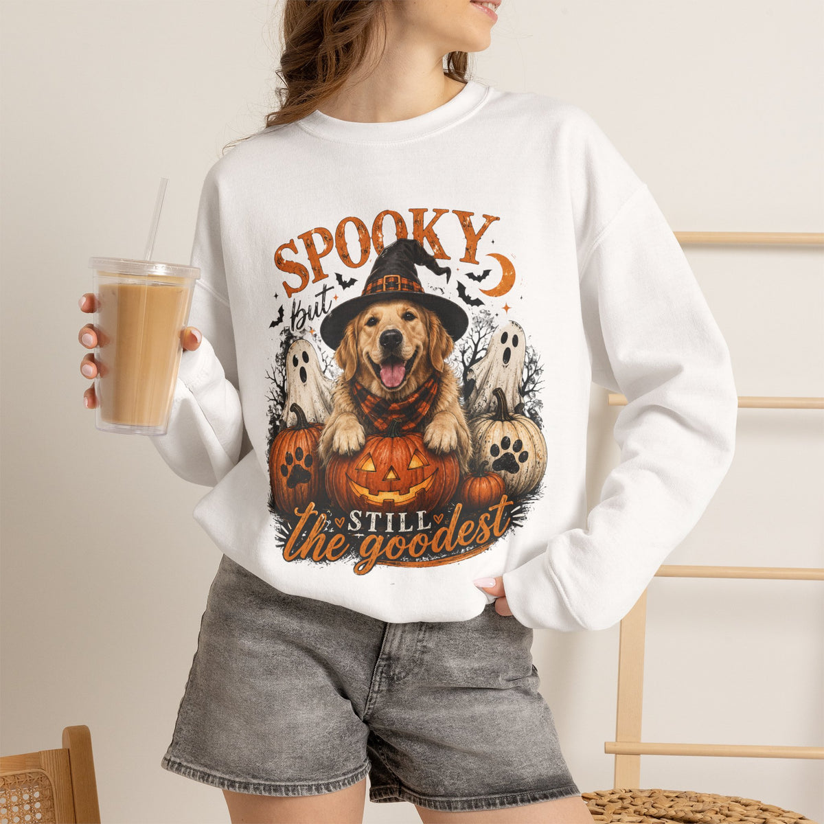Spooky But Still The Goodest Sweatshirt s— Halloween Golden Retriever Crewneck