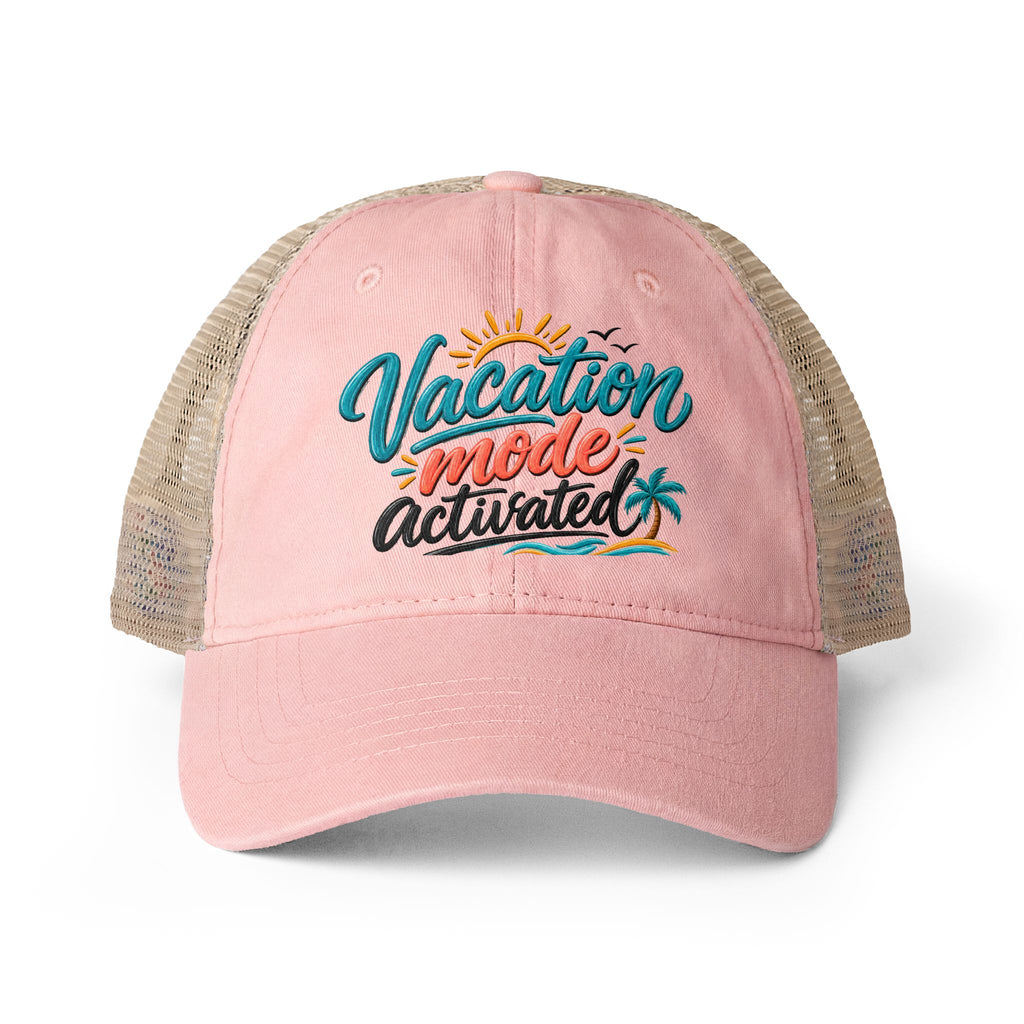 Vacation Mode Activated Trucker hat, Beach Vacation Hat for Women, Cruise Hat, Girls Trip Hat, Tropical Travel Cap, Summer Vacation Gift