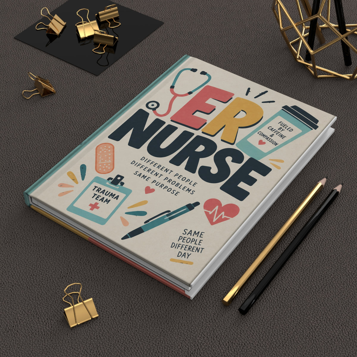 ER Nurse Journal Hardcover  Lined Notebook for Nurses, Medical Theme
