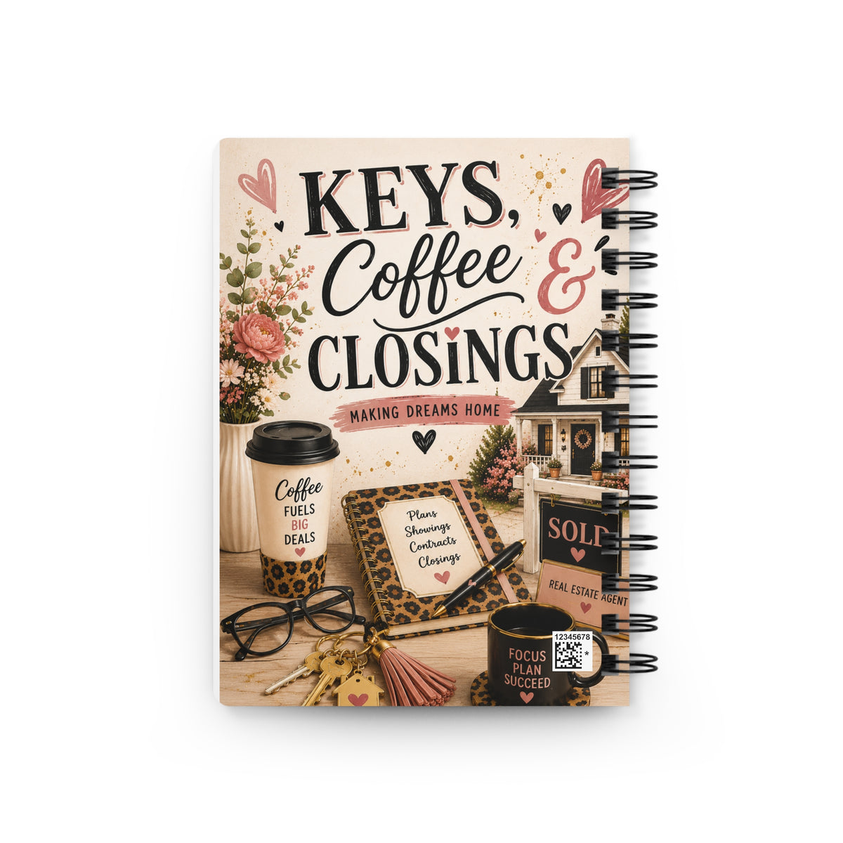 Real Estate Agent Journal Keys Coffee & Closings Notebook, Real Estate Gift for Women, Closing Planner, Agent Office Gift