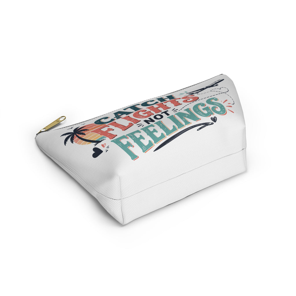 Catch Flights Not Feelings Pouch, Funny Travel Pouch for Women, Girls Trip Pouch, Vacation Pouch, Beach Cruise Travel gift