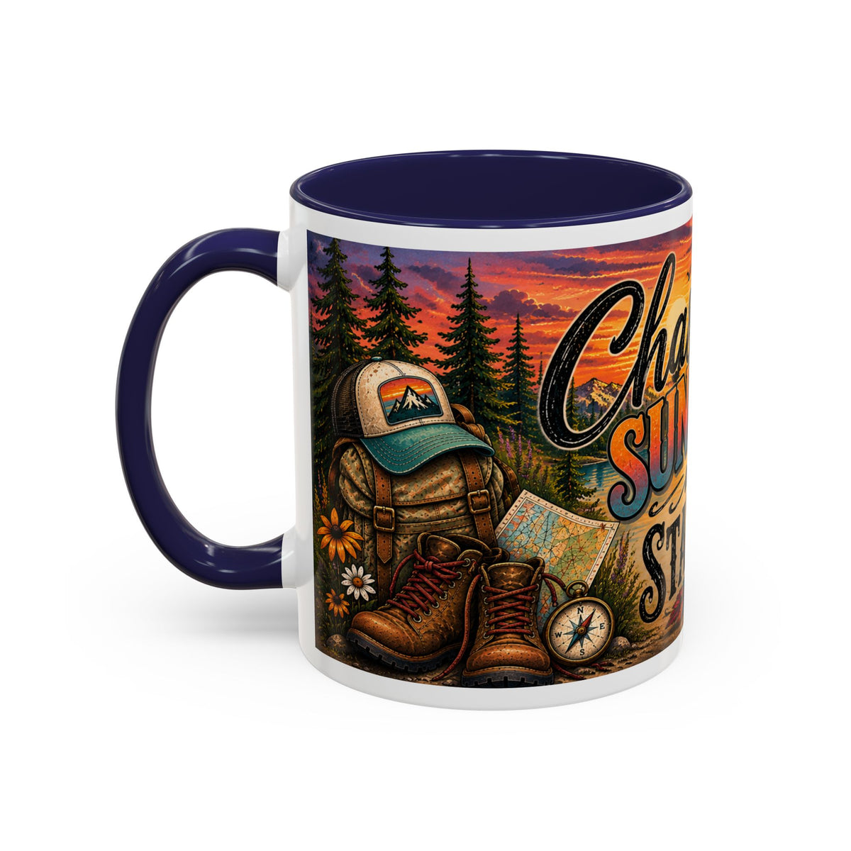 Chasing Sunsets and Statelines Coffee Mug  Scenic Mountain Sunset Mug