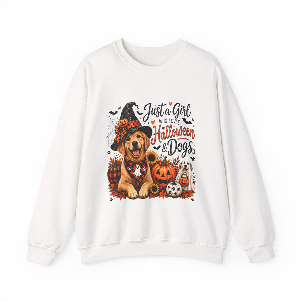 Halloween Dog Trucker SweatShirt, Just a Girl Who Loves Halloween and Dogs SweatShirt, Dog Mom Halloween Shirt,  Golden Retriever SweatShirts