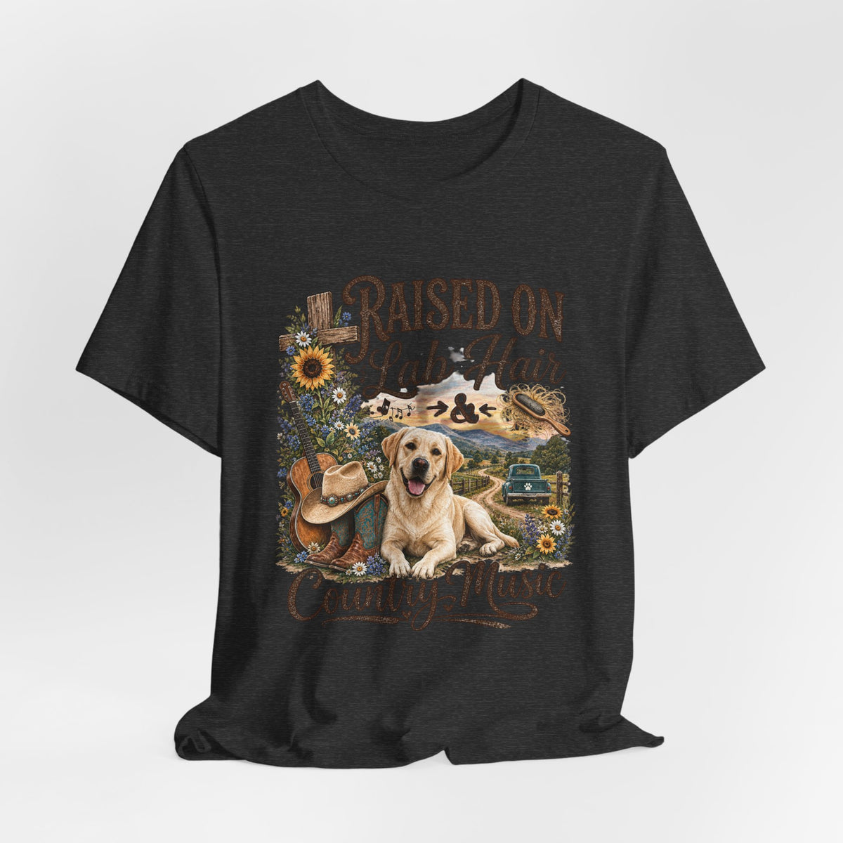 Raised on Lab Hair & Country Music T-Shirts — Labrador & Country Lifestyle Tee
