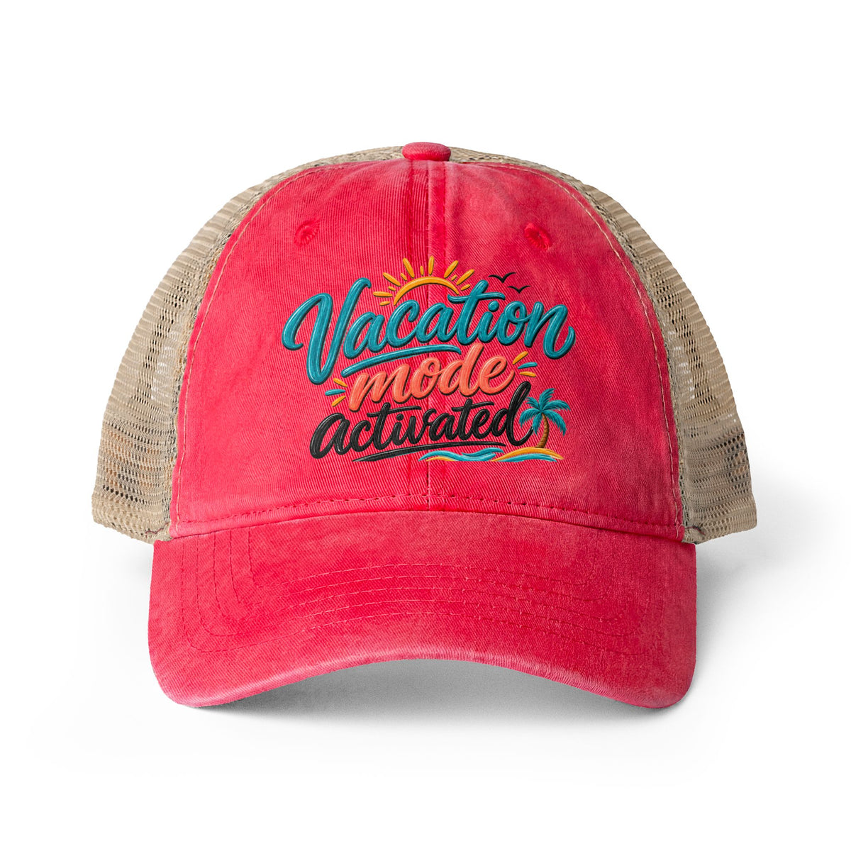 Vacation Mode Activated Trucker hat, Beach Vacation Hat for Women, Cruise Hat, Girls Trip Hat, Tropical Travel Cap, Summer Vacation Gift
