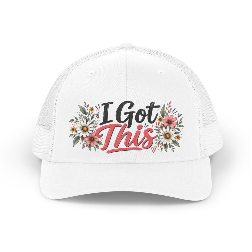 Trucker Hat for Women, I Got This Floral Hats, Inspirational Retro Mesh Cap, Cute Motivational Gift for Her