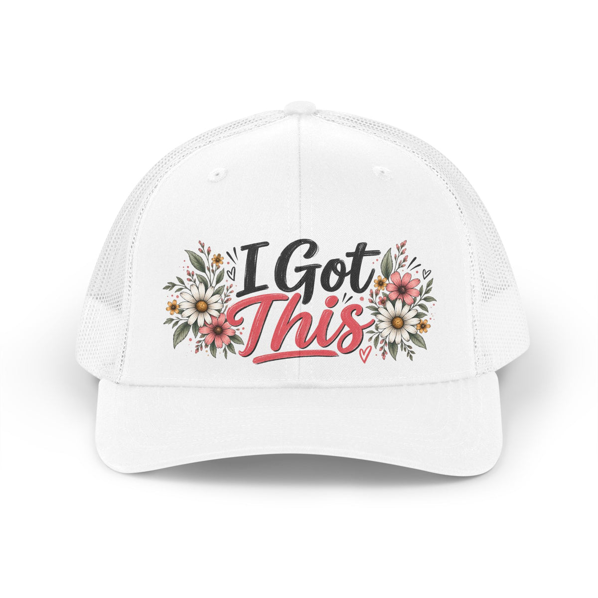 Trucker Hat for Women, I Got This Floral Hats, Inspirational Retro Mesh Cap, Cute Motivational Gift for Her
