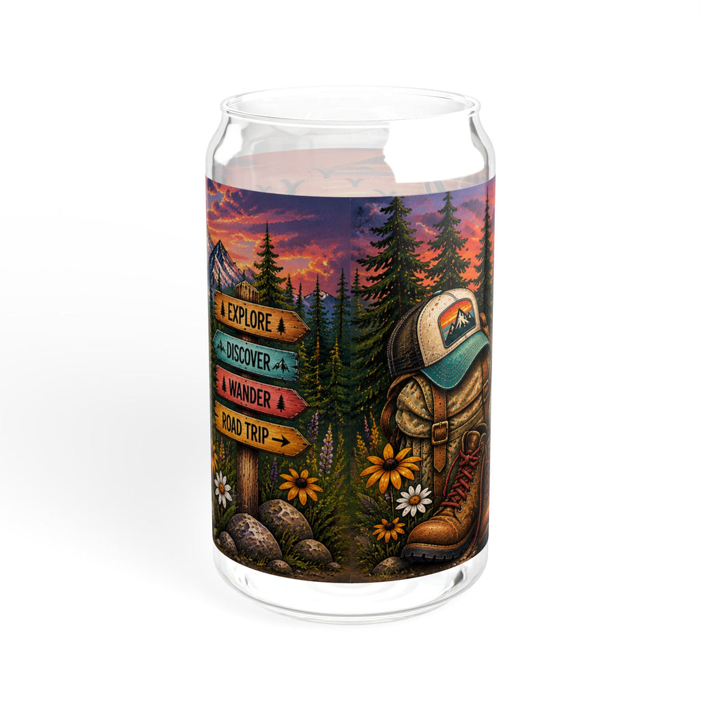 Chasing Sunsets and State Lines Sipper Glass  Travel Adventure Sunset Design