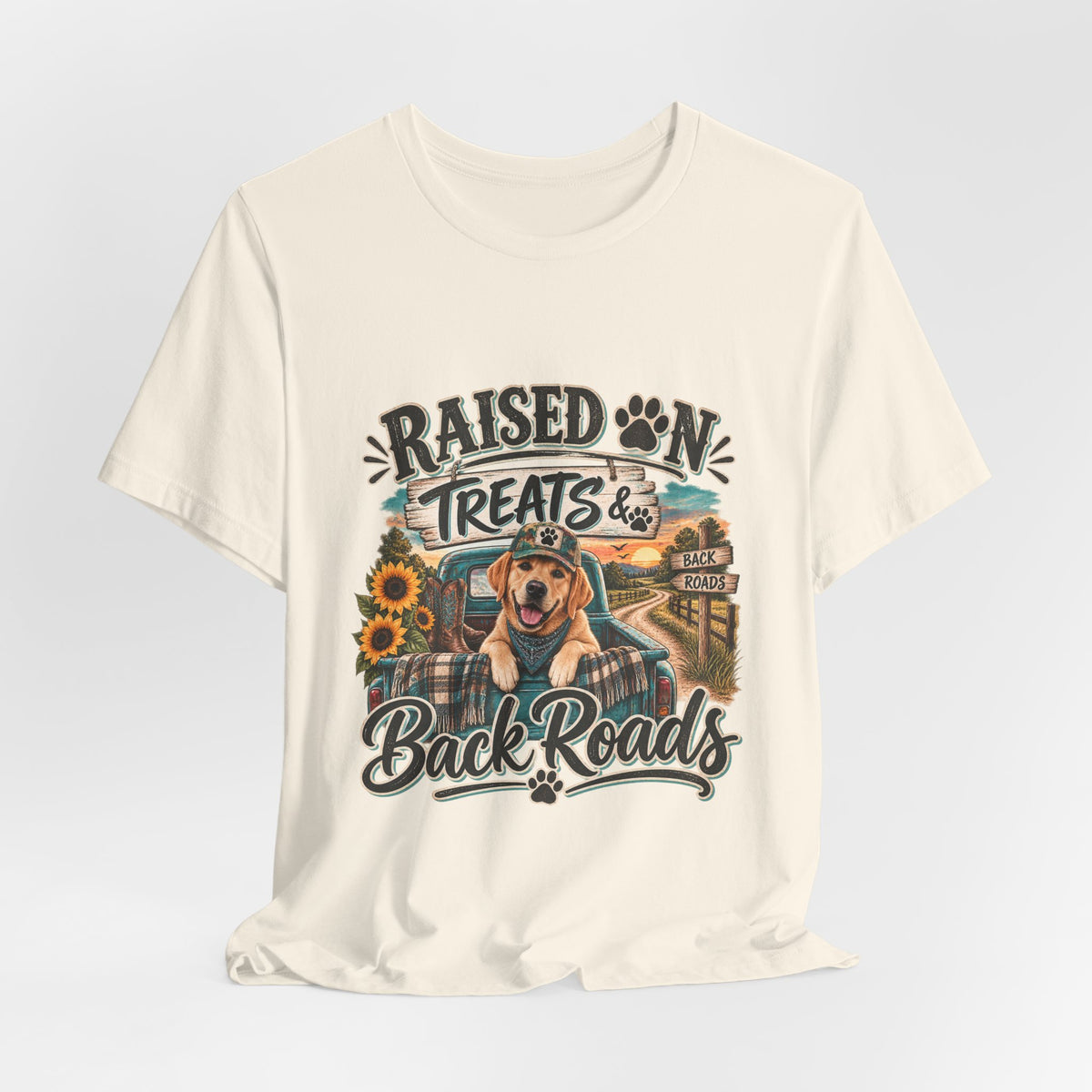 Raised on Treats and Back Road , Country Dog, Dog Lover, Funny Dog Shirt