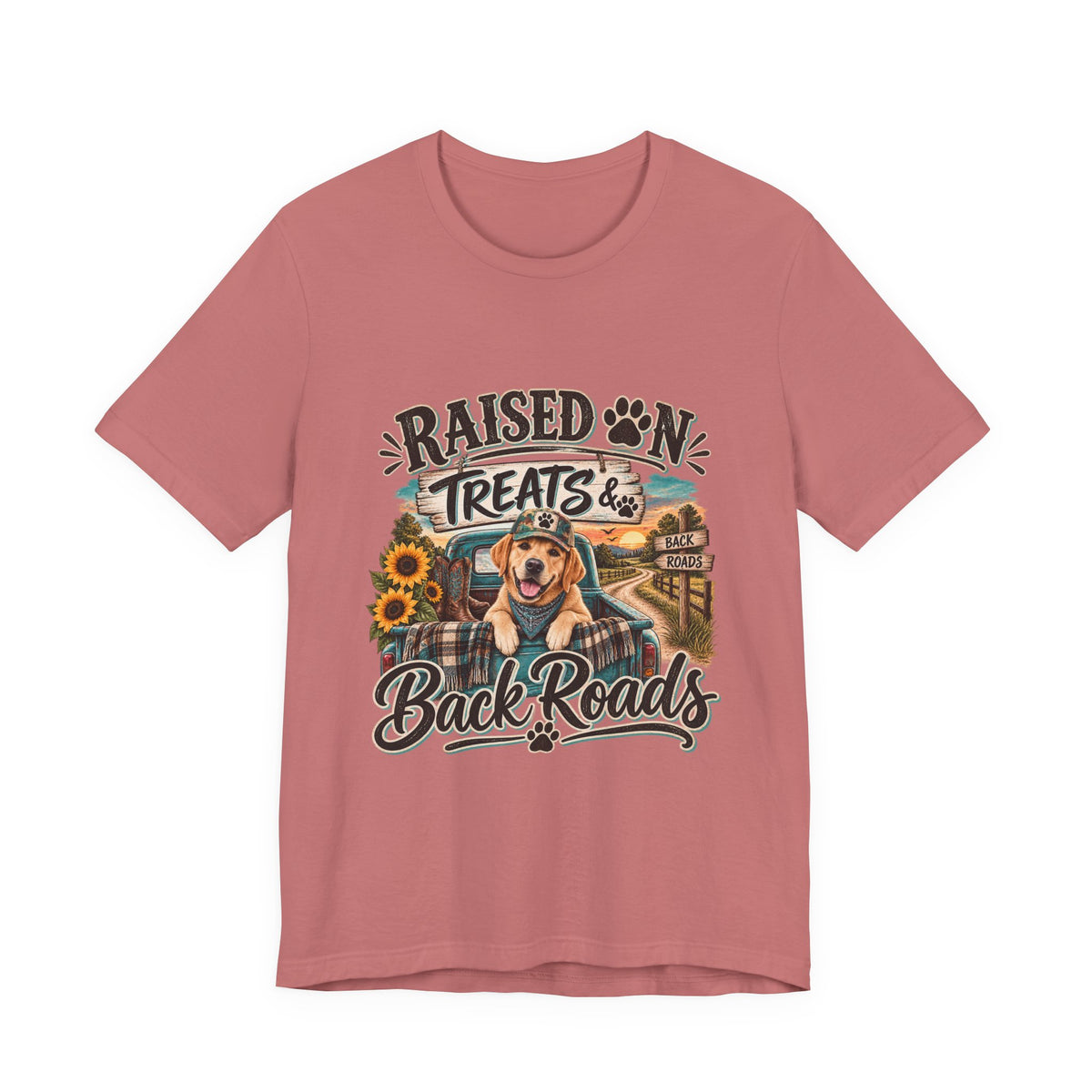Raised on Treats and Back Road , Country Dog, Dog Lover, Funny Dog Shirt